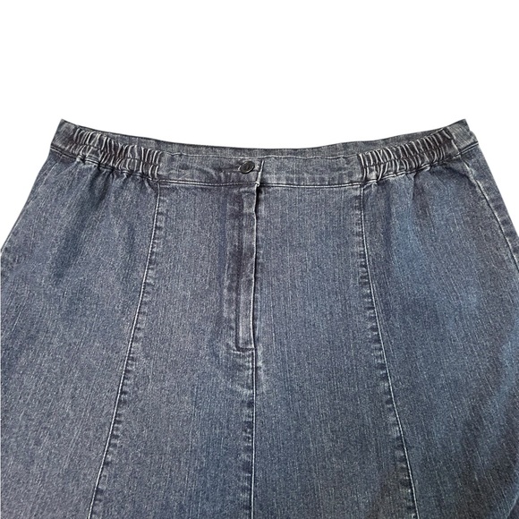 Chadwicks Dark Blue A-Line Midi Flare Skirt 16P Zip Front Elastic Waist - Picture 4 of 8